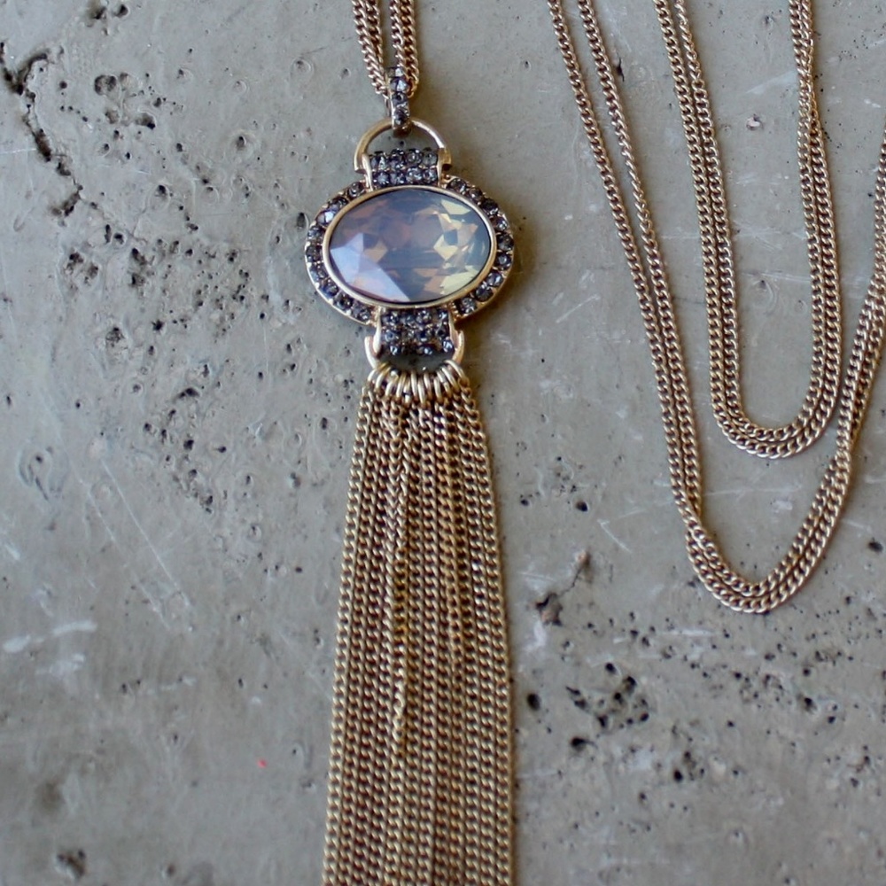 MBellish Double Chain Smoke Crystal Necklace